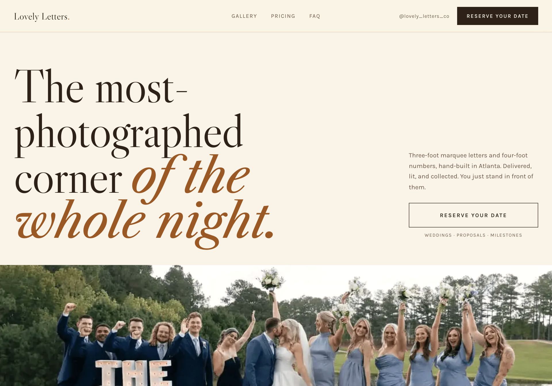 Lovely Letters marketing site, printed in black and white